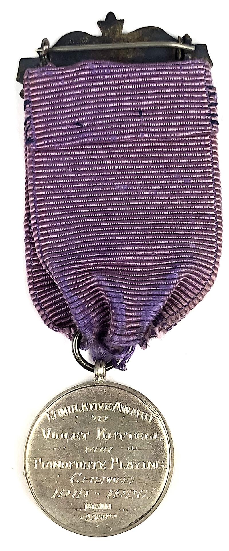 National College of Music London Pianoforte Playing 1925 Silver Medal Award