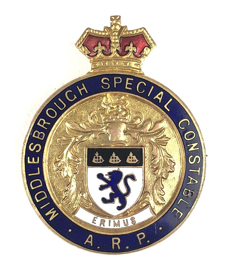 WW1 Middlesbrough Special Constable A.R.P. Air Raid Precautions Badge