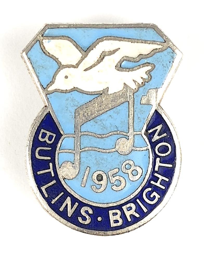 Butlins 1958 Brighton holiday camp bird and musical note badge