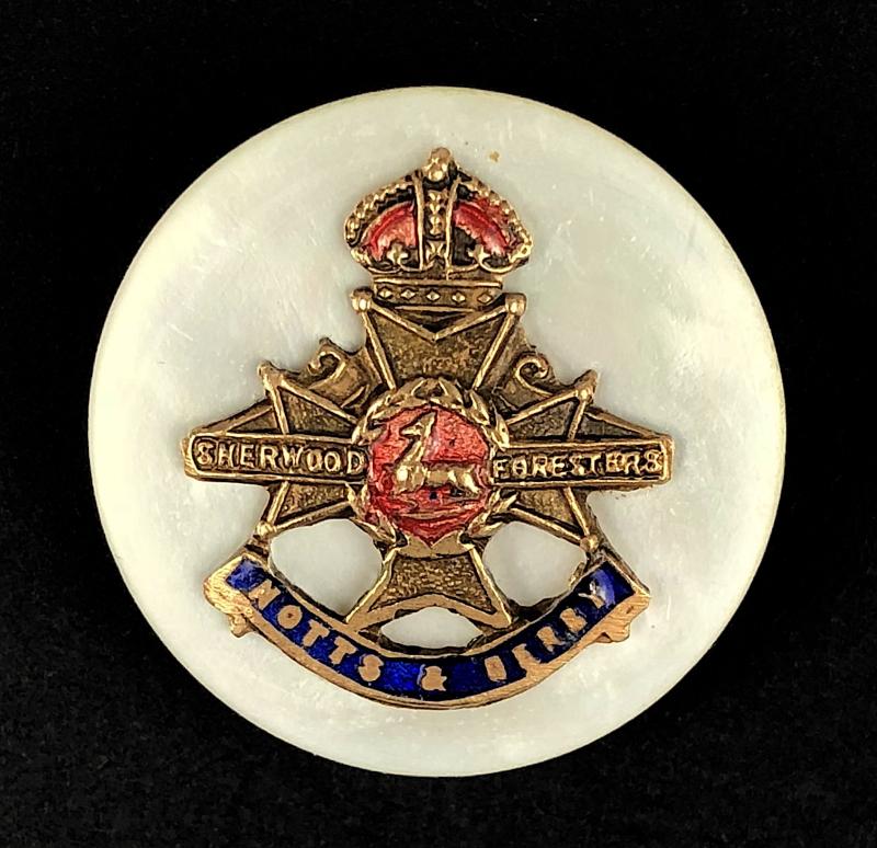 Sherwood Foresters Notts & Derby Regiment Mother of Pearl Sweetheart Brooch