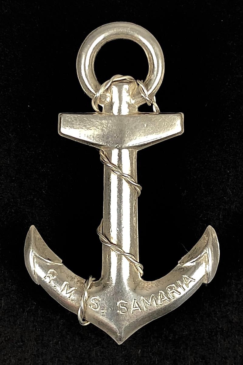 R.M.S. Samaria Cunard Shipping Line Silver Anchor Badge 1922 - 1955