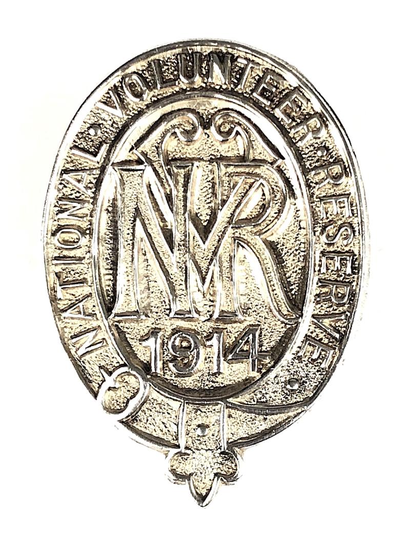 1914 National Volunteer Reserve emergency force silver badge W.J.Carroll London