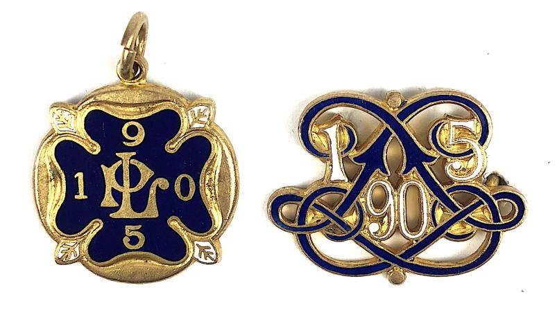 1905 Lingfield Park Racecourse Edwardian horse racing club pair of badges cord & pin ABSENT