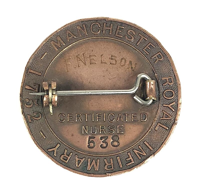 Manchester Royal Infirmary Certificated Nurse Bronze Hospital Badge