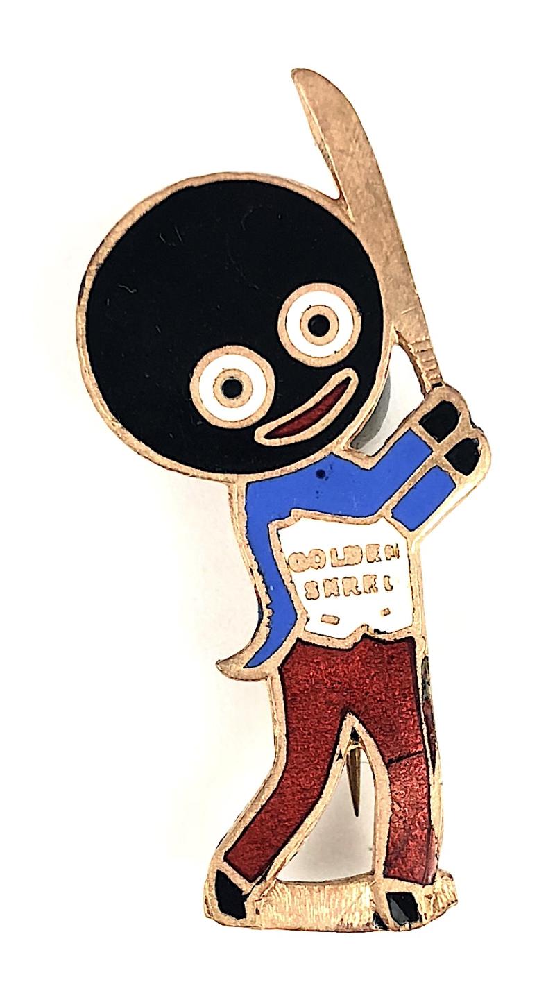 Robertsons Golly Cricketer white waistcoat advertising badge Richard Gomm