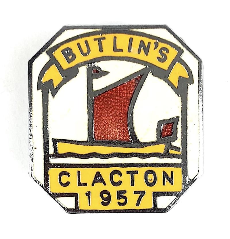 Butlins 1957 Clacton holiday camp sailing boat badge