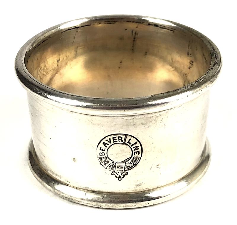 Beaver Line Canada Steamship Company silver plated napkin ring