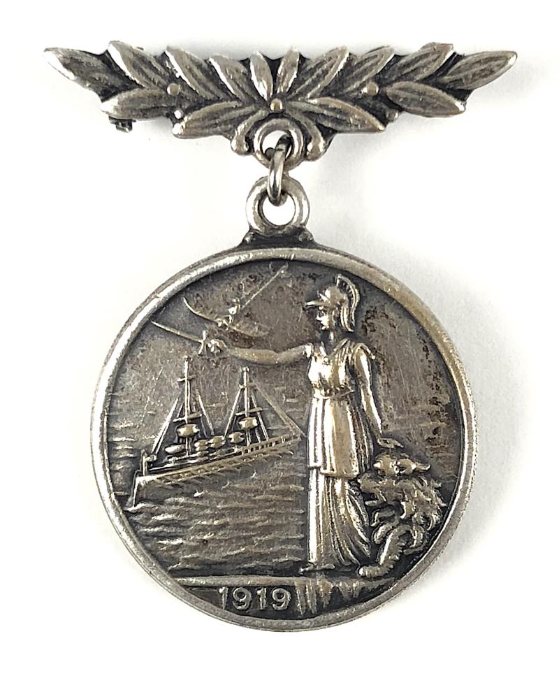 Peace Celebrations 1919 Britannia Battleship Monoplane badge