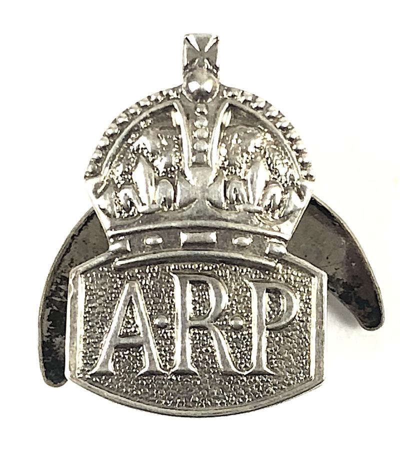 Air Raid Precautions Warden miniature 1940 Hm silver ARP badge by Charles Horner