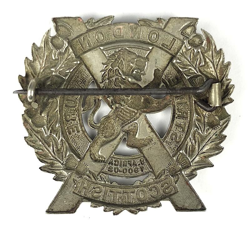 14th County of London Battalion London Scottish Glengarry Pin Badge