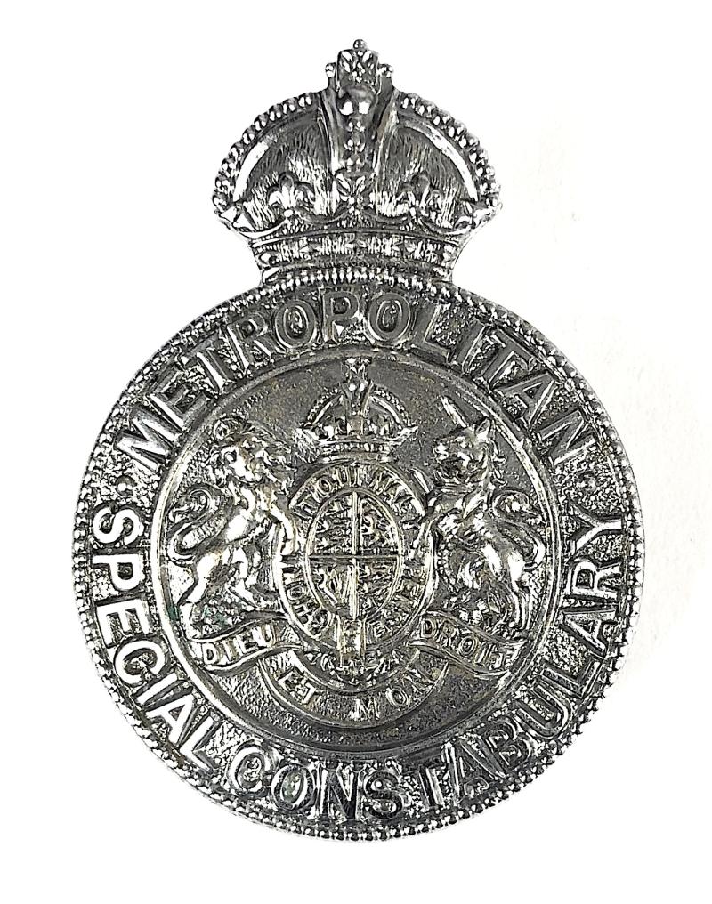 Metropolitan Special Constabulary police chromium plated cap badge W.M.Dowler & Sons