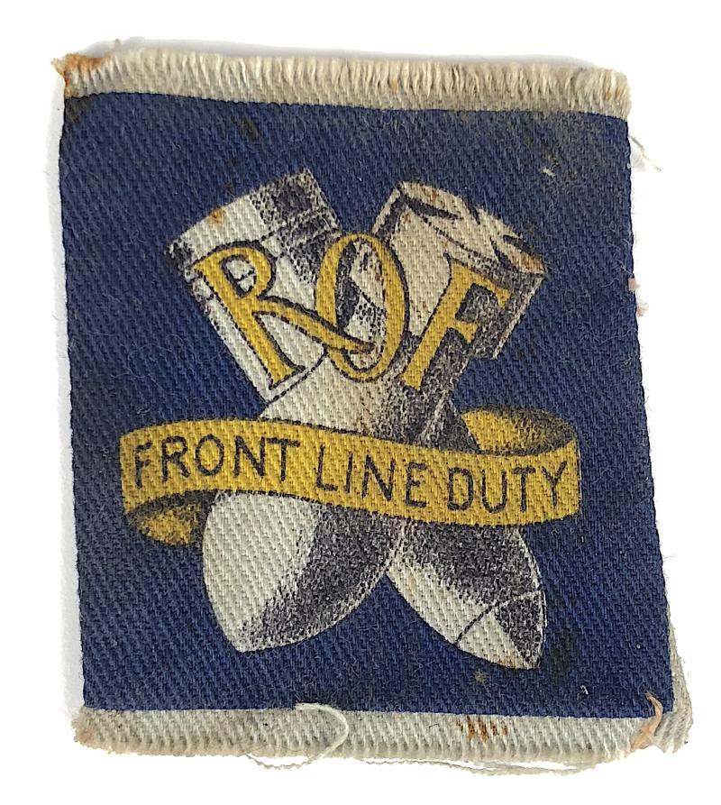 WW2 Royal Ordnance Factory Front Line Duty cloth overall badge