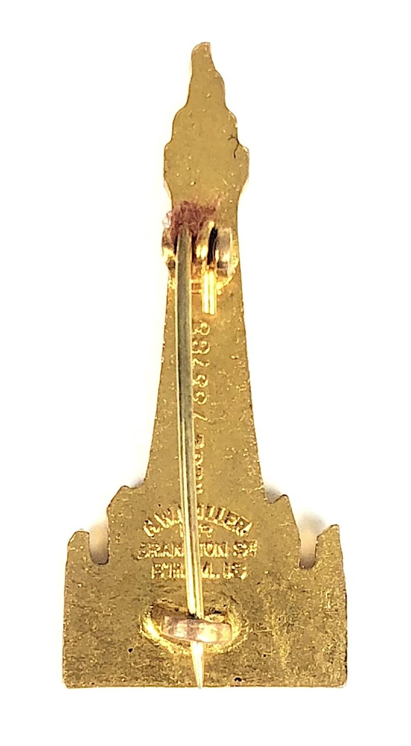 Blackpool Tower red and white enamel souvenir pin badge by H.W. MILLER
