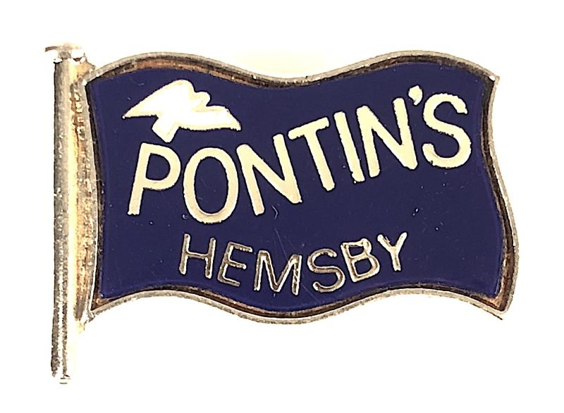Pontins Holiday Camp Hemsby enamel flag badge Norfolk