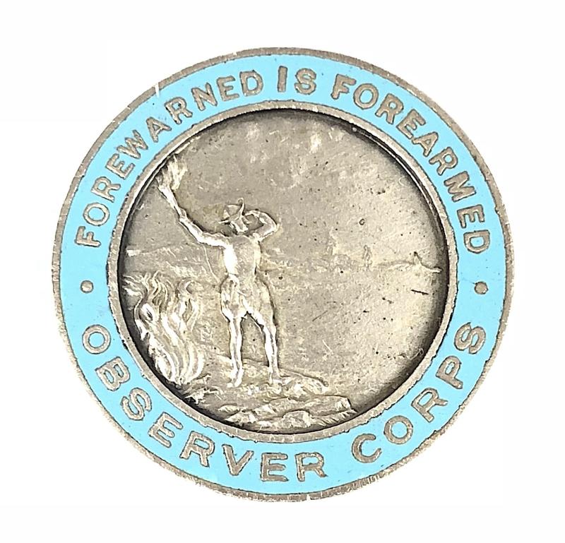 WW2 Observer Corps qualification lapel and cap badge