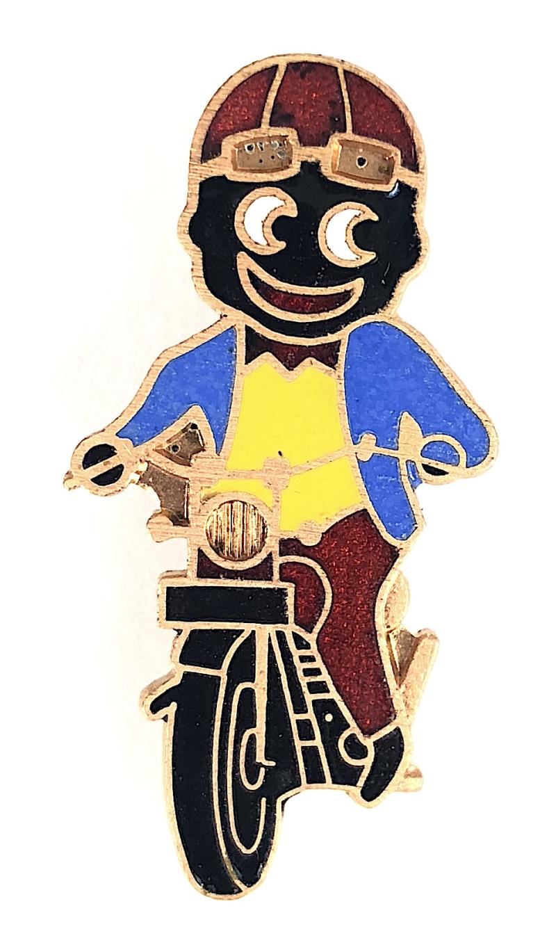 Robertsons 1970s Golly motorcyclist advertising badge