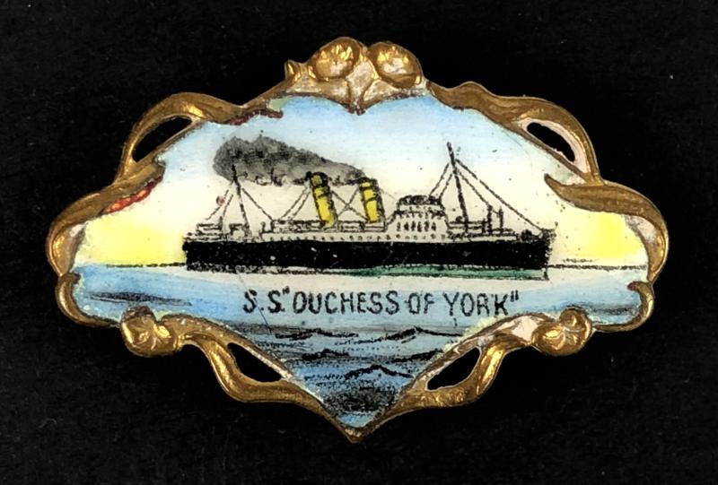 SS Duchess of York Steamship gilt and enamel picture brooch