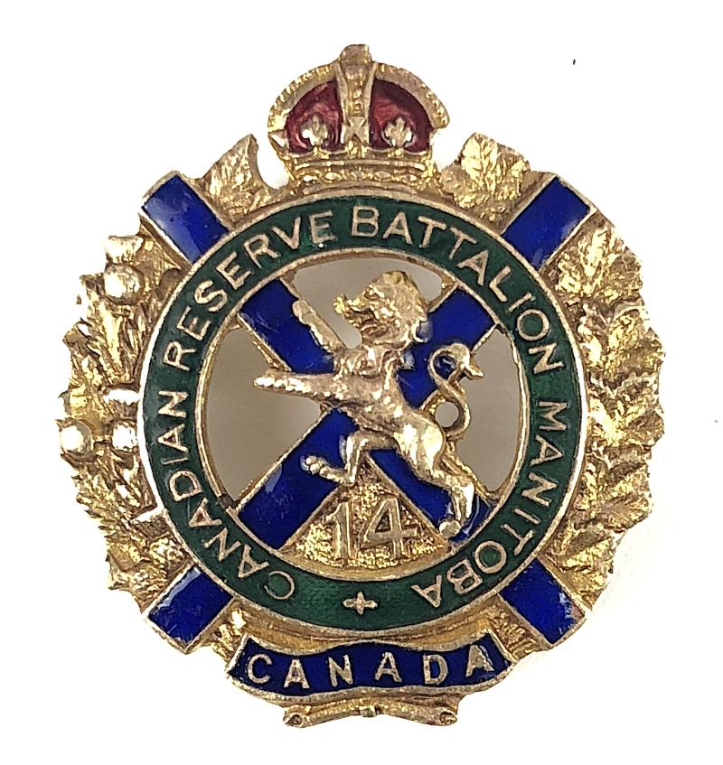 WW1 14th Canadian Reserve Battalion Manitoba regimental sweetheart brooch