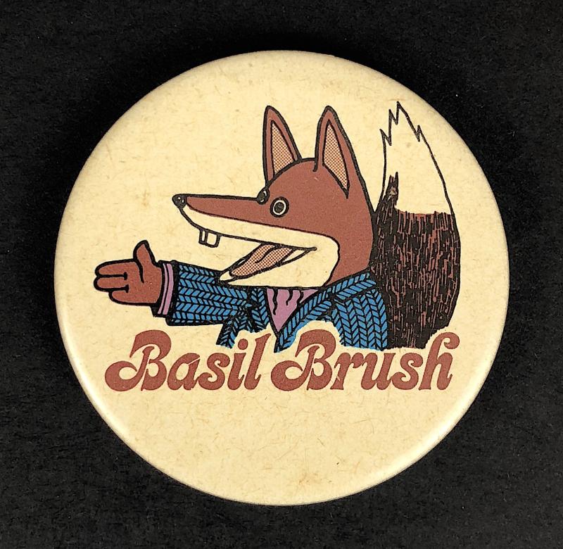 Basil Brush Children’s TV Fox character tin button badge