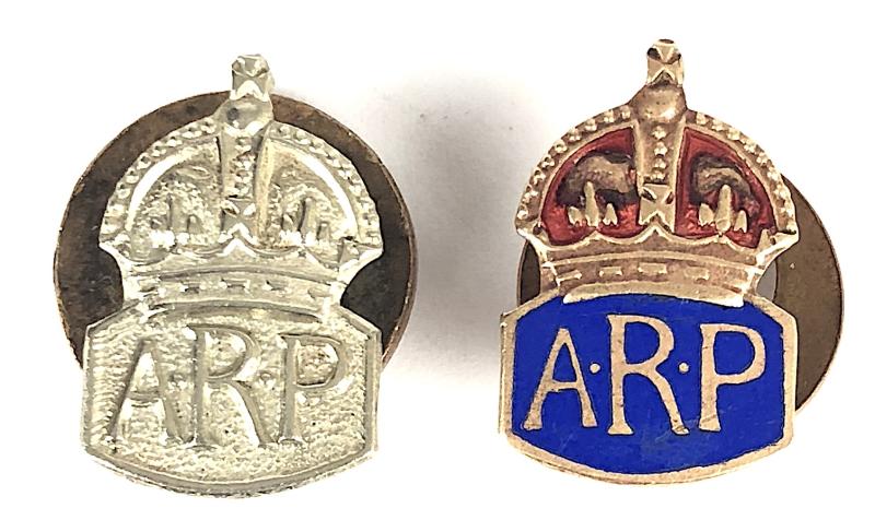 WW2 Air Raid Precautions miniature white metal ARP badge with enamel example