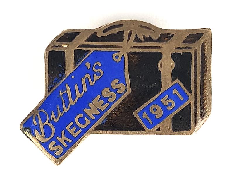 Butlins 1951 Skegness holiday camp suitcase pin badge