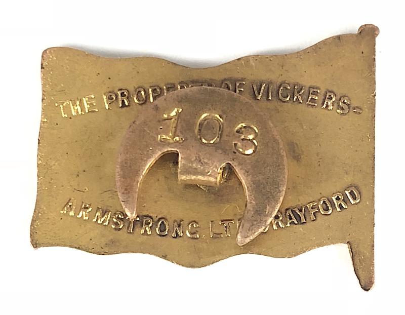Vickers Armstrongs Ltd Ambulance Corps Crayford Kent numbered badge