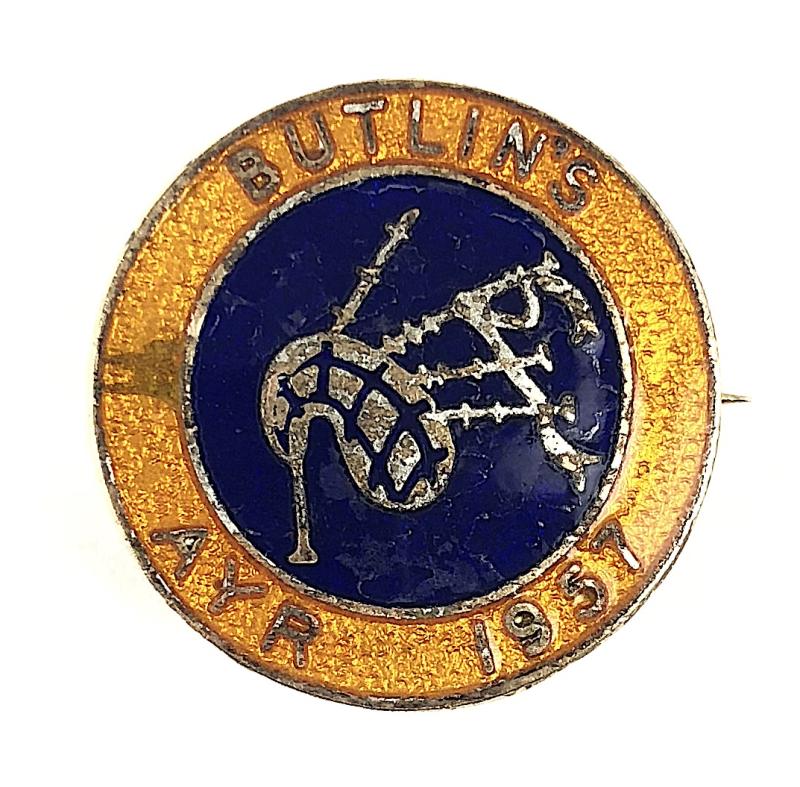 Butlins 1957 Ayr Holiday Camp Scottish bagpipe badge