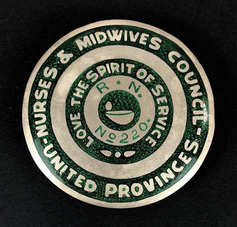 United Provinces Nurses and Midwives Council enamel pin badge est.1934 India
