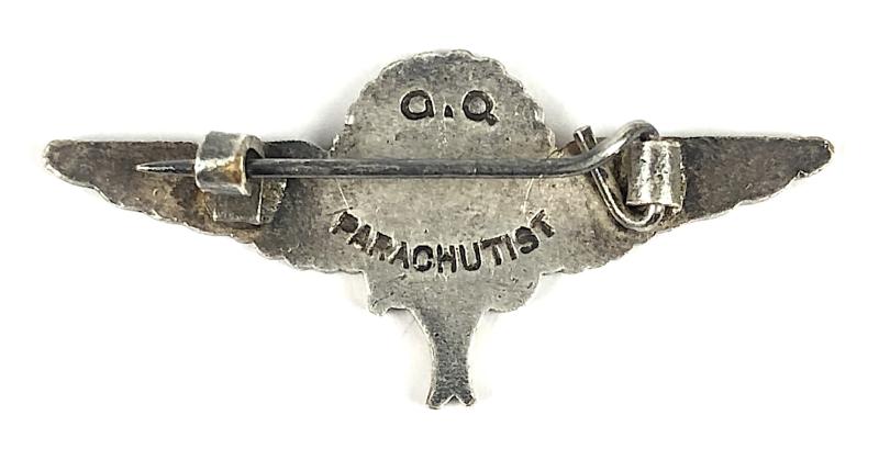 GQ Parachutist Gregory & Quilter Company qualification badge RAF Free French