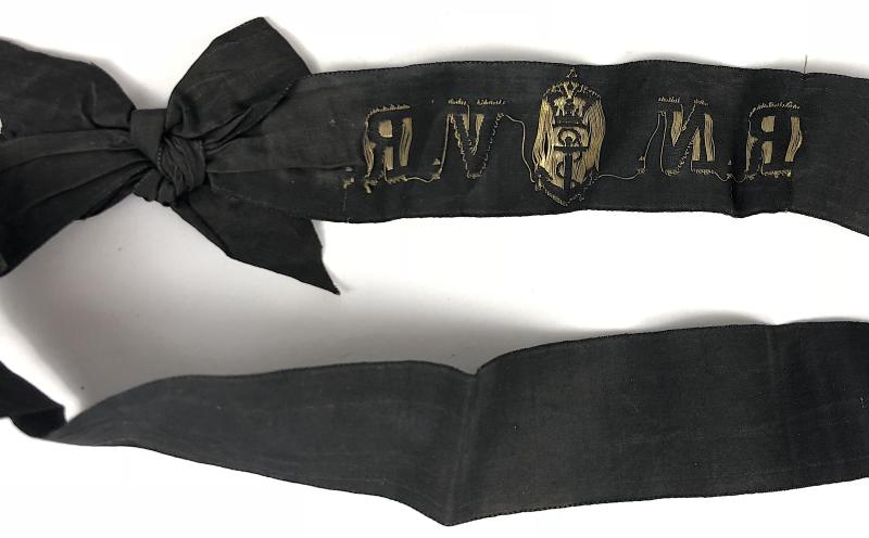 WW1 Royal Naval Volunteer Reserve RNVR cap tally ribbon tied in a bow
