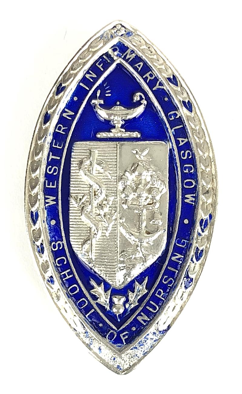 Western Infirmary Glasgow School of Nursing 1958 silver hospital badge Scotland