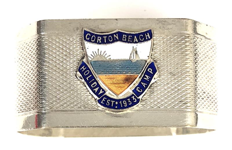 Corton Beach Holiday Camp Established 1933 advertising napkin ring Suffolk