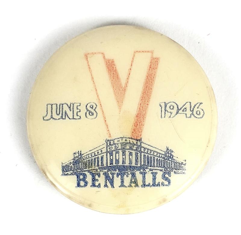 Churchill V For Victory 1946 Bentalls Department Store advertising badge