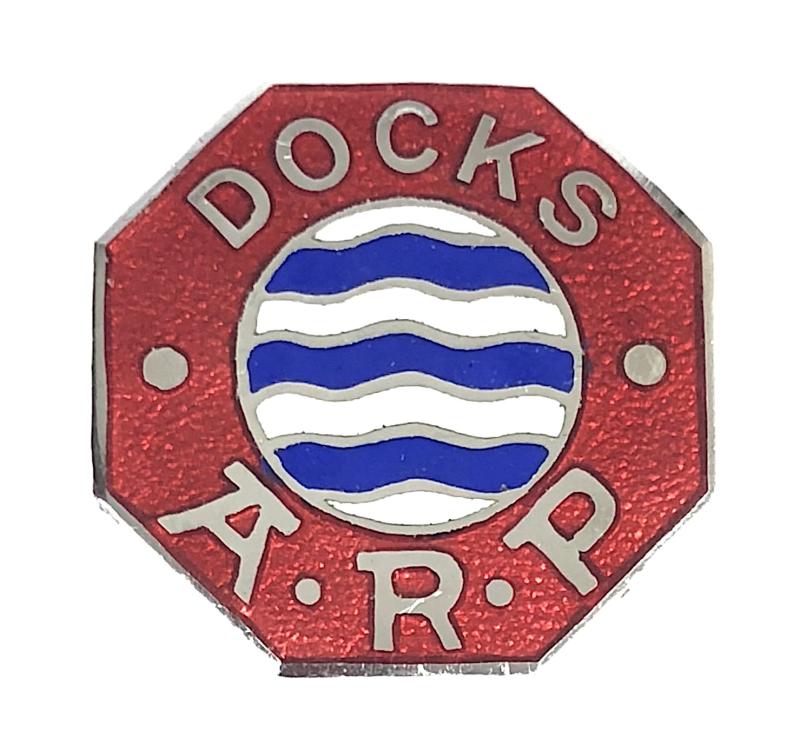 WW2 DOCKS A.R.P. Air Raid Precaution lapel badge