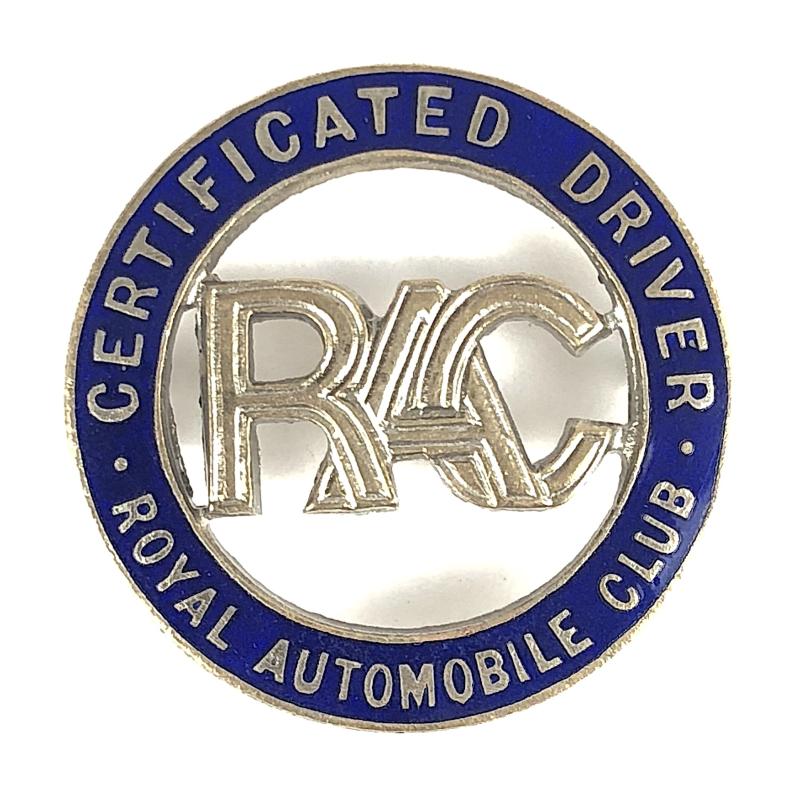 Royal Automobile Club RAC Certificated Driver numbered badge