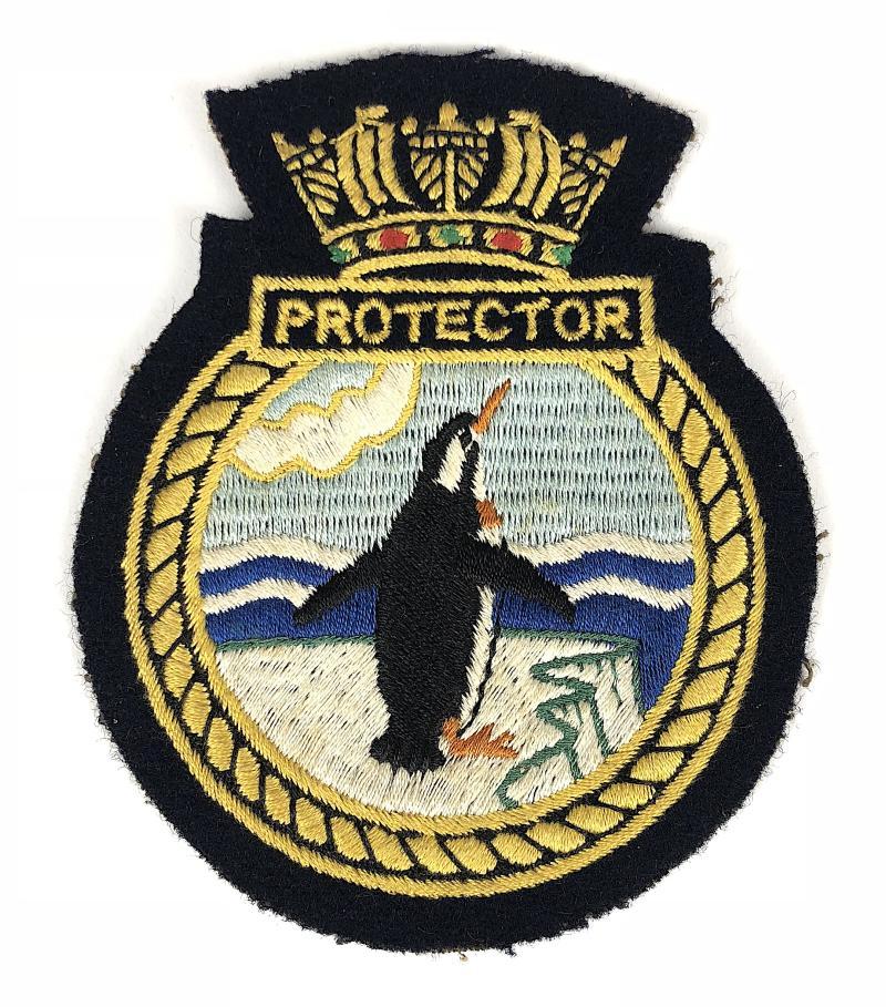 HMS Protector Royal Navy Antarctic patrol vessel penguin cloth badge 1955 - 1968