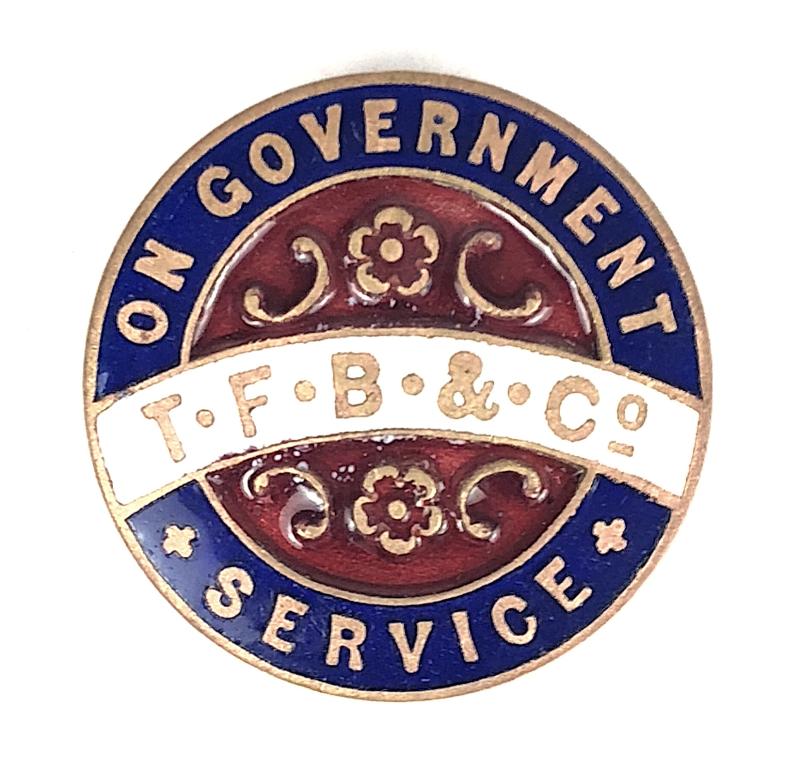WW1 T.F.B & Co On Government Service badge