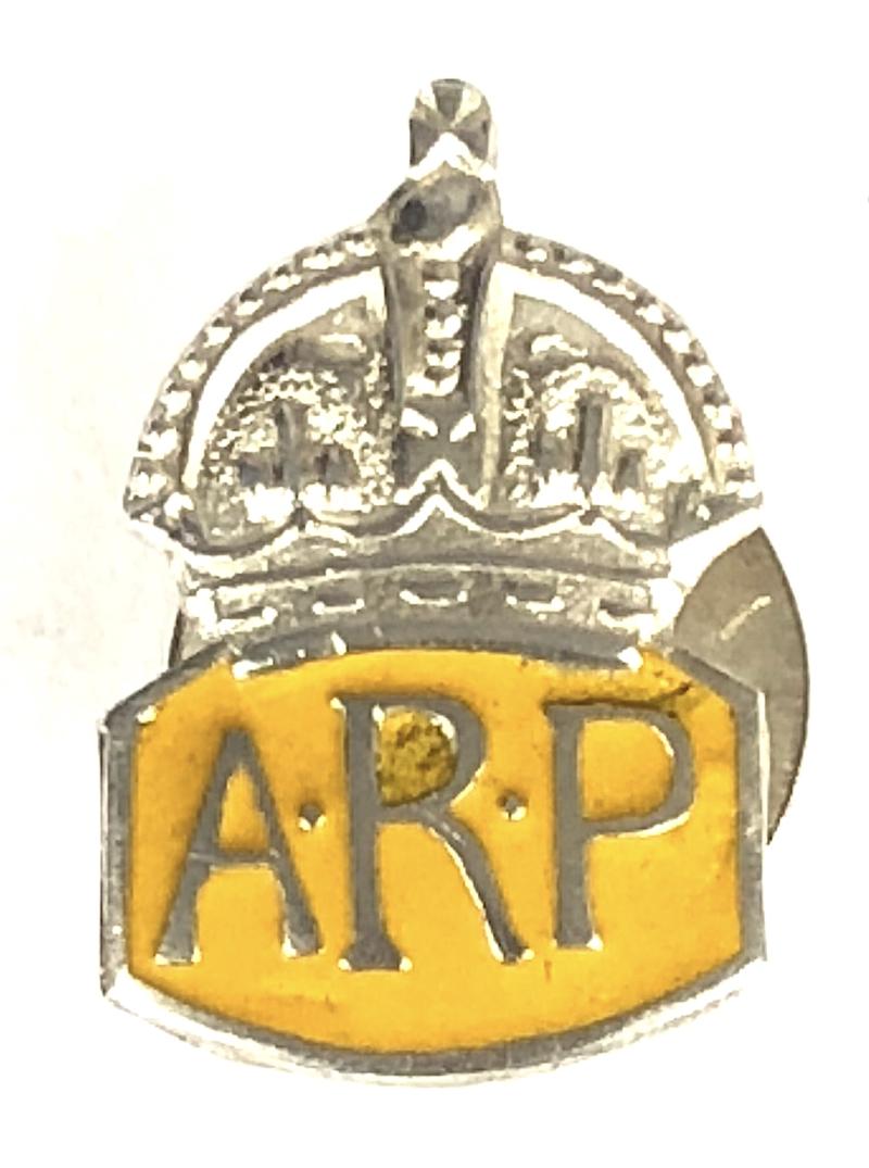Air Raid Precautions silver and yellow enamel miniature ARP badge