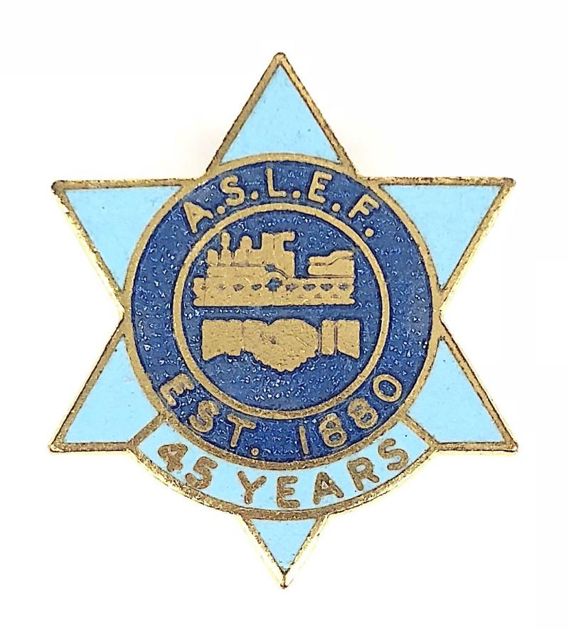Associated Society of Locomotive Engineers & Firemen 45 yrs service railway badge