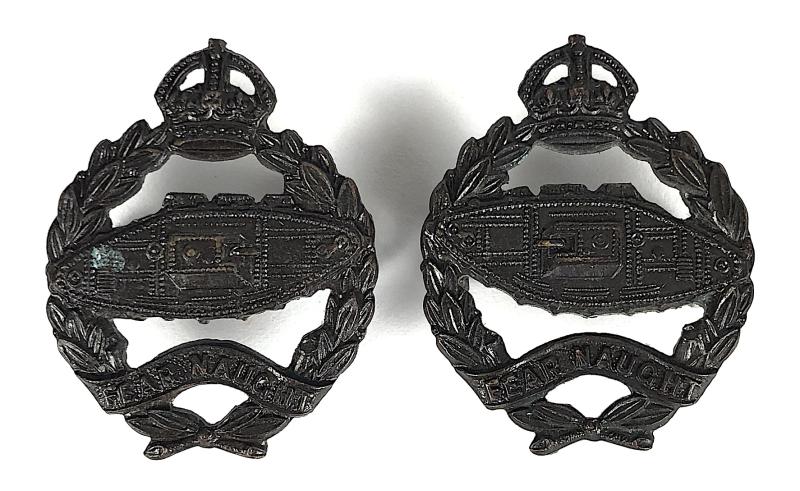WW2 Royal Tank Regiment Officers Service Dress bronze collar badges
