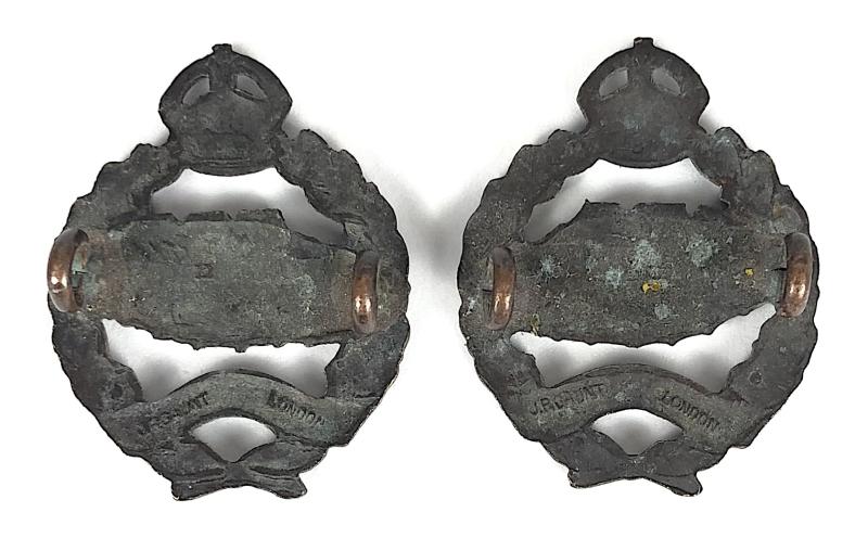 WW2 Royal Tank Regiment Officers Service Dress bronze collar badges