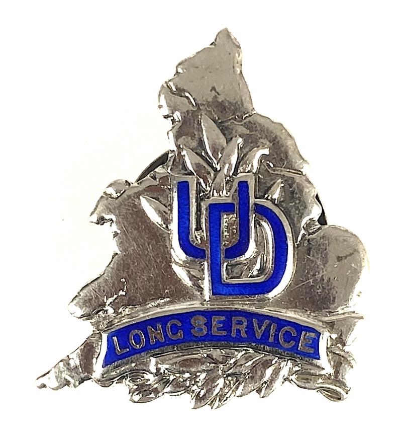 United Dairies Long Service 1957 hallmarked silver badge