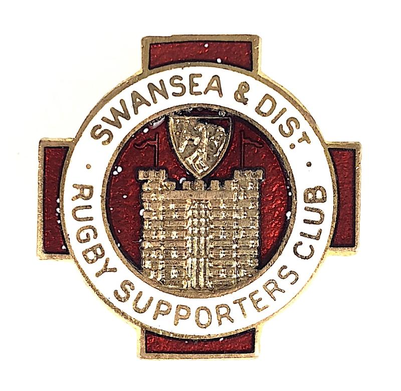 Swansea & District Rugby Supporters Club vintage pin badge South Wales