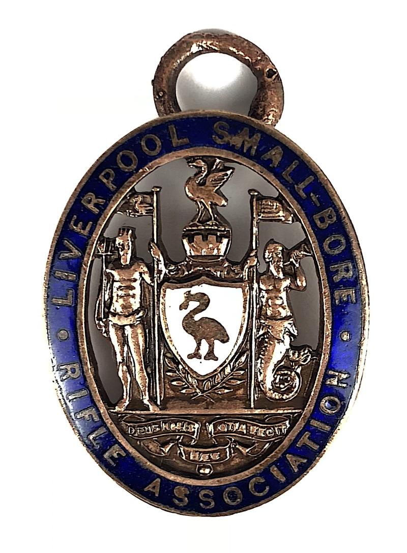 Liverpool Small Bore Rifle Association vintage medallion named badge