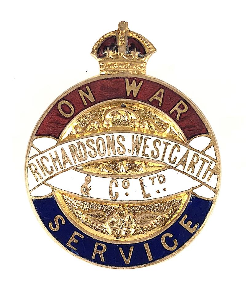 Richardsons Westgarth & Co Ltd On War Service Badge Ships Engines Hartlepool