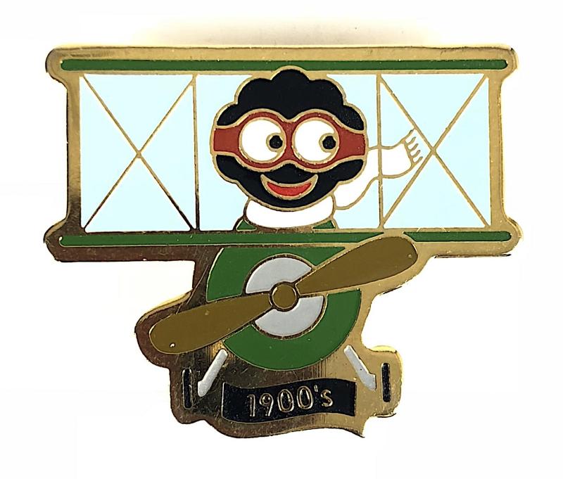 Robertsons 2001 Historical Events Golly pilot & biplane advertising badge